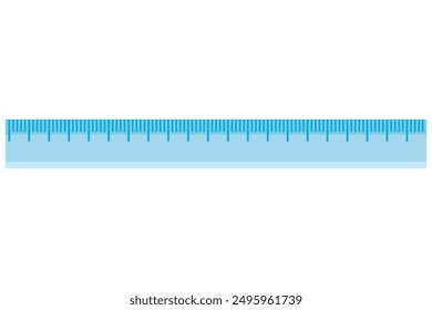 Blue plastic ruler isolated on white background.