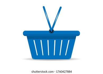 Cesta de compras de Blue Plastic. ilustración vectorial en estilo plano aislado en fondo blanco. comprar elemento en línea. 
