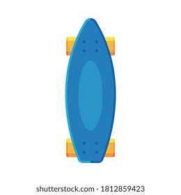 Blue Plastic Skateboard, View from Above Flat Vector Illustration