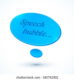 Blue plastic speech bubble with sample text