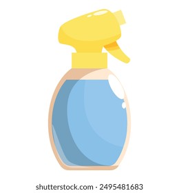 Blue plastic spray bottle filled with cleaning liquid, useful for housework