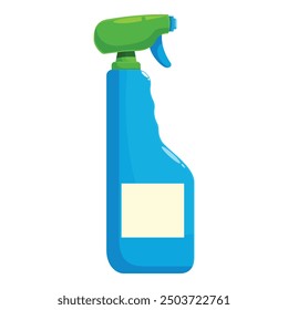Blue plastic spray bottle with green elements for cleaning, gardening and other purposes