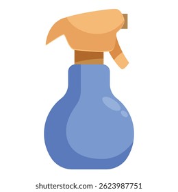 Blaue Plastiksprühflasche steht, bereit zur Reinigung und Desinfektion