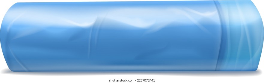 Bolsa de basura de plástico azul paquete de mockup realista aislado en fondo blanco