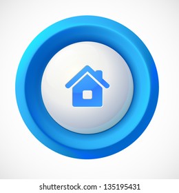 Blue plastic vector home round button