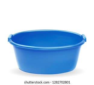 Blue Plastic Wash Basin.Vector EPS-10