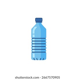 Blaue Plastikwasserflasche einzeln auf weißem Hintergrund, Hydratationskonzept
