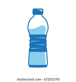 blue plastic water bottle isolated on white background.