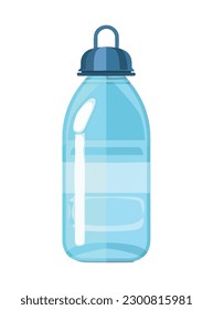 Botella de agua de plástico azul con un icono líquido refrescante aislado