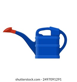 Blue plastic watering can isolated on white.Vector illustration in flat style