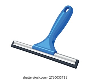Blue plastic window glass cleaning squeegee tool illustration