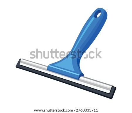 Blue plastic window glass cleaning squeegee tool illustration