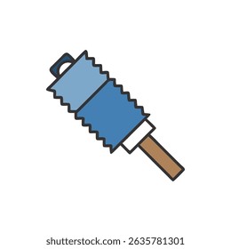 Blue plastic wrap dispenser on a White Background