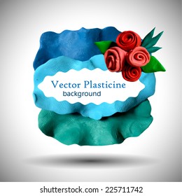Blue plasticine frame with roses