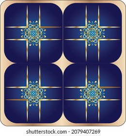 Blue plates and golden design