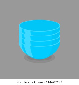 Blue plates illustration on dark gray background