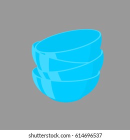 Blue plates illustration on dark gray background