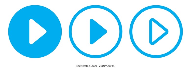 Conjunto azul del icono del Botón del juego aislado en el fondo blanco. Vector ilustración gráfica. EPS 10.