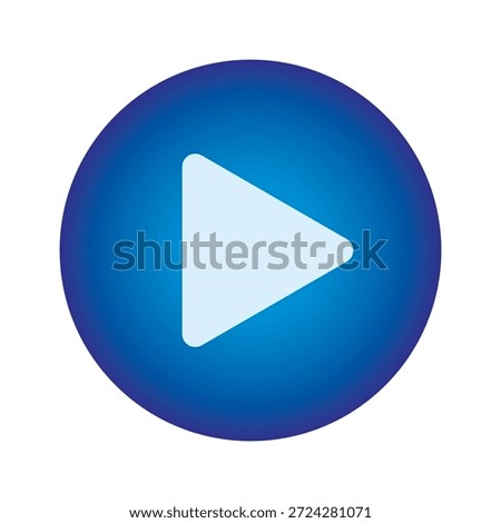 Blue play button icon. Vector illustration isolated on white background. Media, video, and web play symbol. Digital video logo design template. EPS 10
