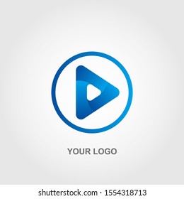 blue play logo vector template