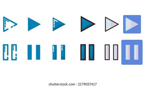 blue play and pause icon in different style. modern icon style