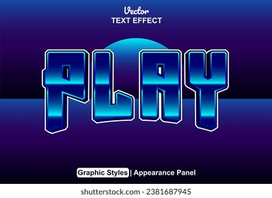 efecto de texto de reproducción azul con estilo moderno y editable.