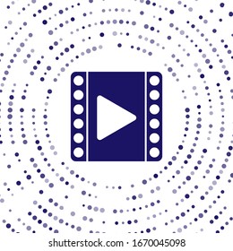 Blue Play Video icon isolated on white background. Film strip sign. Abstract circle random dots. Vector Illustration