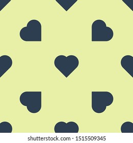 Blue Playing card with heart symbol icon isolated seamless pattern on yellow background. Casino gambling.  Vector Illustration