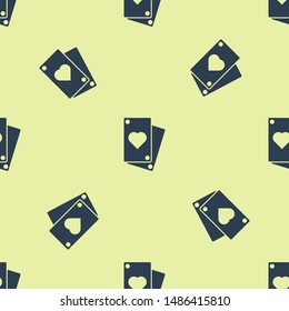 Blue Playing card icon isolated seamless pattern on white background.  Vector Illustration