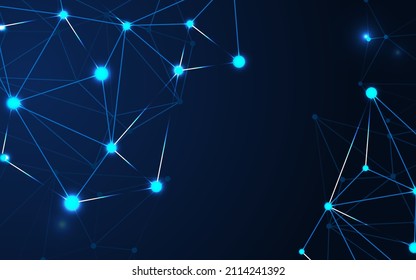 Blue plexus line with light node. Abstract background for internet technology illustration. Modern futuristic website pattern.