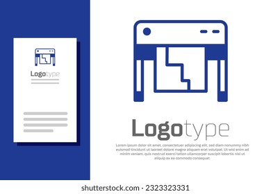 Blue Plotter icon isolated on white background. Large format multifunction printer. Polygraphy, printshop service. Logo design template element. Vector