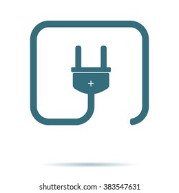 Blue Plug icon isolated on background. Modern flat pictogram, business, marketing, internet concept. Trendy Simple vector symbol for web site design or button to mobile app. Logo illustration
