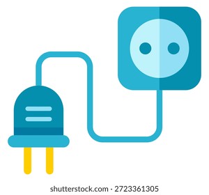 Um plugue azul com um plugue amarelo na extremidade de um cabo azul