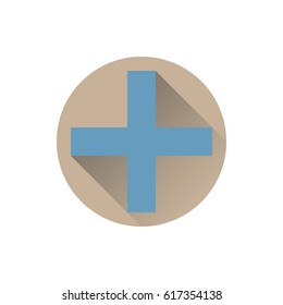 Blue plus in flat design