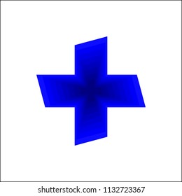 Blue plus sign on white background vector.