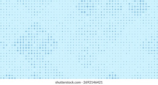 Azul más símbolos de diferentes tamaños y opacidad. Patrón de Blue Medical Plus