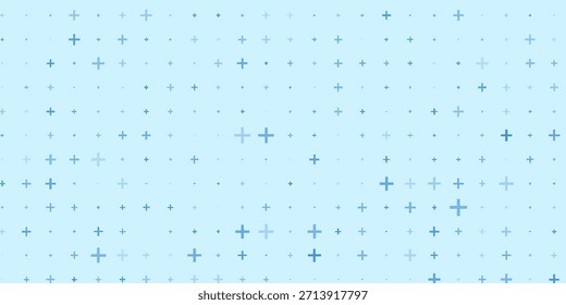 Azul más símbolos de diferentes tamaños y opacidad. Patrón de Blue Medical Plus