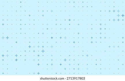 Blau plus Symbole verschiedener Größen und Deckkraft. Blaues medizinisches Plus-Muster
