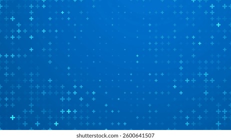 Blue Plus Symbols Medical Pattern. Ideal for Healthcare, Technology, and Science Designs. Perfect for Medical Branding, Hospital Websites, and Infographics. Vector Illustration.