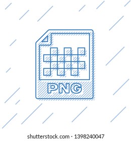 Blue PNG file document icon. Download png button line icon isolated on white background. PNG file symbol. Vector Illustration