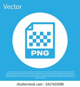 Blue PNG file document icon. Download png button icon isolated on blue background. PNG file symbol. White circle button. Vector Illustration