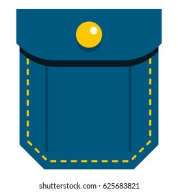 Blue pocket with yellow button icon flat isolated on white background vector illustration