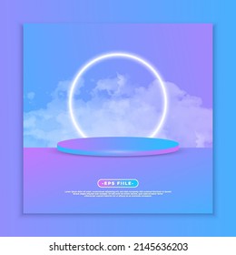 blue podium 3D vector design for product presentation