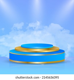 diseño vectorial 3D de podio azul para presentación de productos
