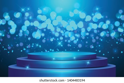blue podium with blue light abstract background