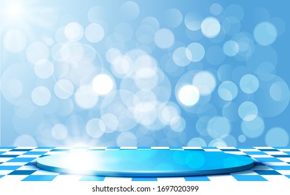 blue podium and blue light in the studio room