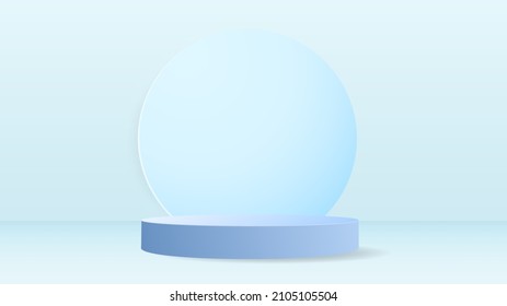 Blue Podium and minimal abstract background , 3D stage podium display product , stand to show cosmetic products ,illustration 3d Vector EPS 10