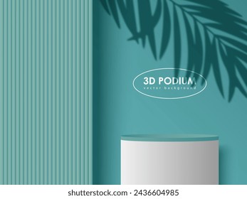 Blaues Podium Mockup mit Schatten. Studio Showroom Podest, Showcase Mockup Bühne. 3D-Vektor-Podium für die Produktpräsentation.