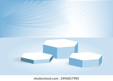 Blue podium mockup Studio pedestal showcase