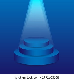 blaues Podium auf Hintergrund 3D